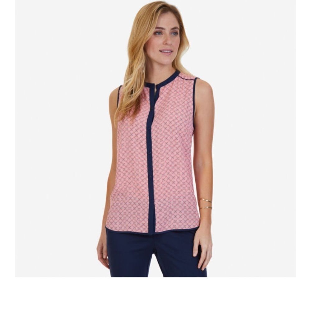NAUTICA - THE DIAMOND MOTIF STYLE SLEEVELESS BLOUSE. ‎ SIZE MEDIUM - B21
